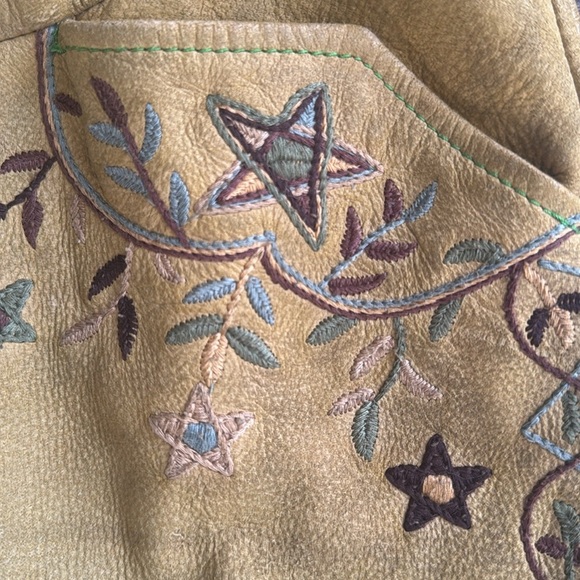 RARE Ralph Lauren blue label calf-suede tan leather embroidered western pants 6 - Picture 6 of 17